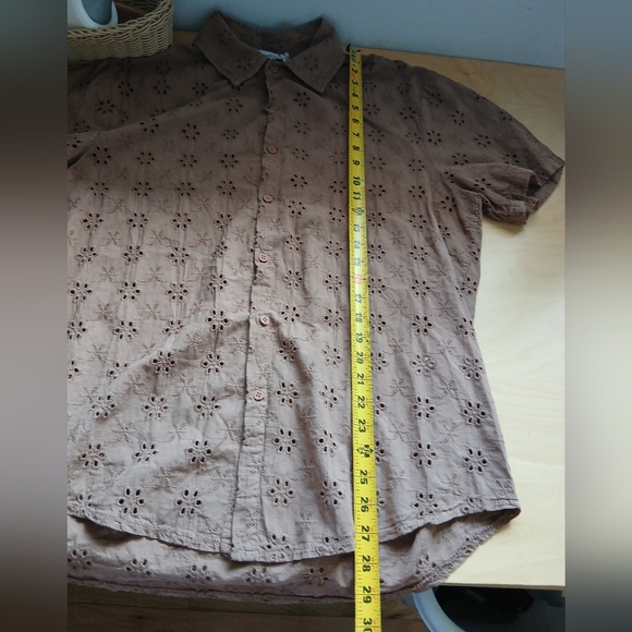 NWT DAVIDE NERI Casual Buttons Down Shirt Size Large 100% Cotton Brown Color - Picture 10 of 10